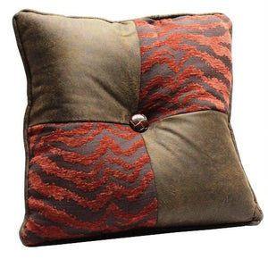 (RWBA9107P4) "Red Zebra" Western Accent Pillow 18" x 18"