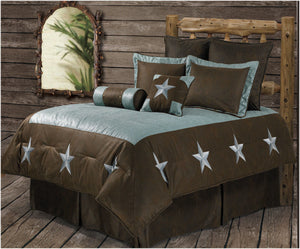 (RWBA9183-SQ) "Turquoise Star" Western 6-Piece Bedding Set - Super Queen