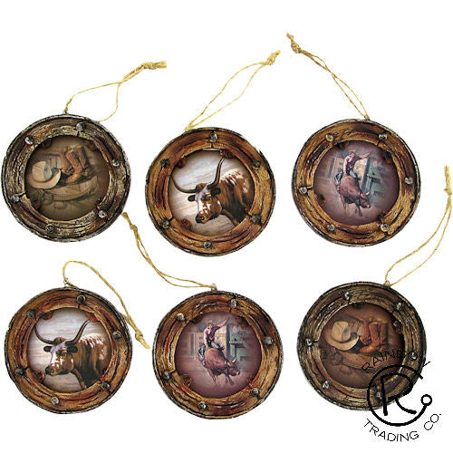 (RWPX1607) Western Wagon Wheel Ornaments - 6 Piece Set
