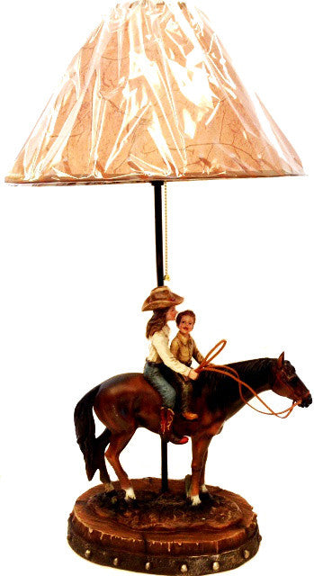 (RWRA1368) Cowgirl & Brother Western Table Lamp