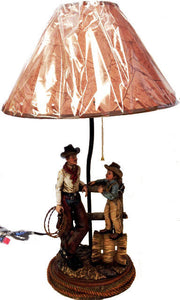 (RWRA1369) "Cowboy and Son" Western Table Lamp