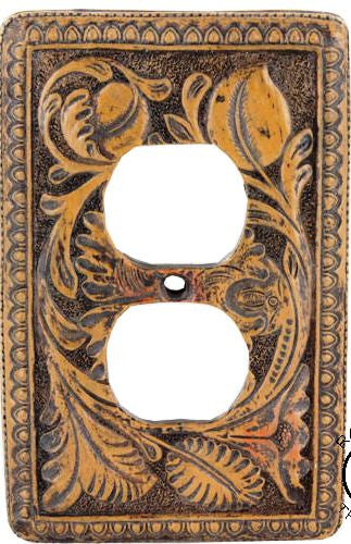 (RWRA4918) Western Tooled Flower Outlet Cover Plate