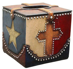 (RWRA6299) Texas Tissue Box with Crosses