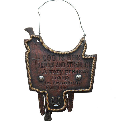 (RWRA6342) Western Saddle Sign Plaque with Bible Verse