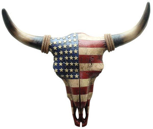 (RWRA6539) US Flag Cowskull Wall Art