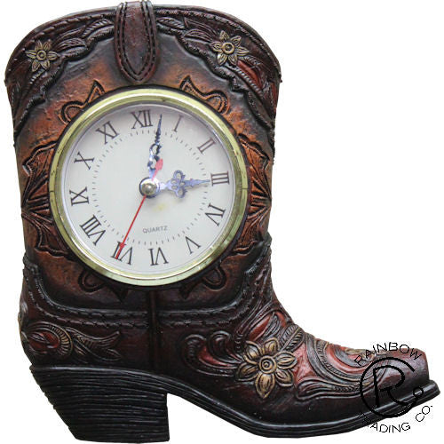 (RWRA6552) Western Cowboy Boot Desk Clock