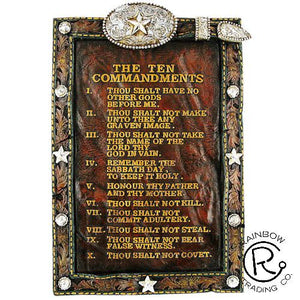 (RWRA6920) Western Ten Commandments Sign with Easel