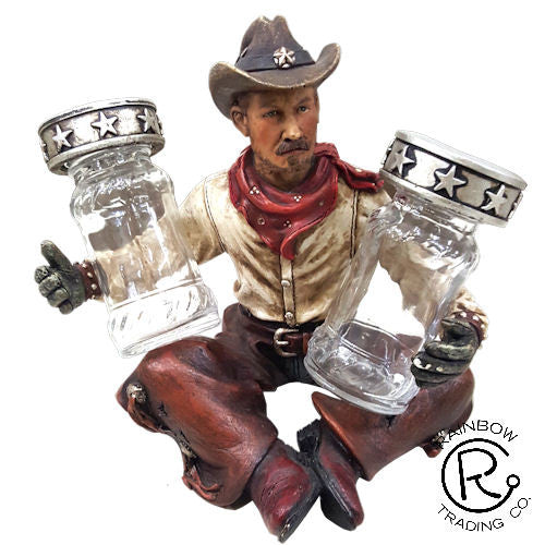 Fancy Cowboy Boot Salt and Pepper Shaker Set or Decorative Display Stand  Figurine with Spur & Texas Star for Country Western Kitchen Decor and Table