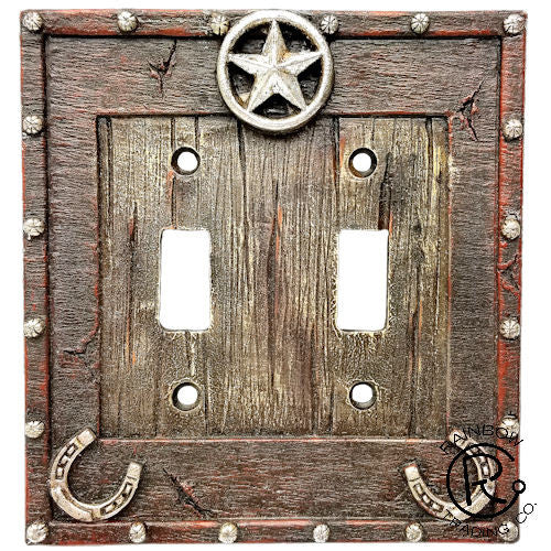Western Star & Horseshoes Double Switch Plate Cover