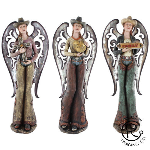 (RWRA9271) Cowgirl Angel Figurines - 3-Piece Set