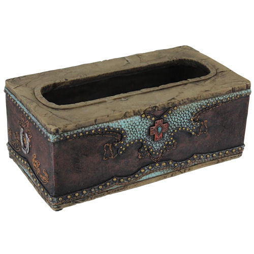 (RWRA9361) Western Turquoise & Cross Tissue Box Cover