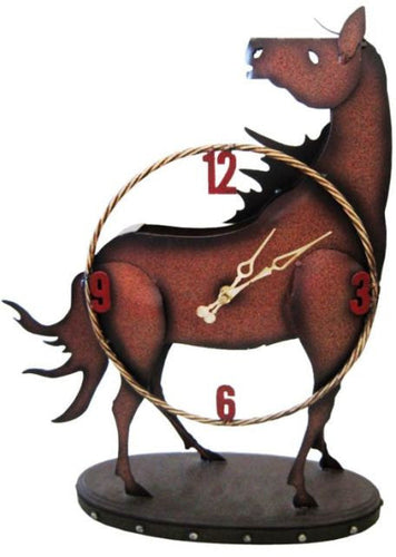 (RWRA9871) Rustic Metal Horse Clock 21
