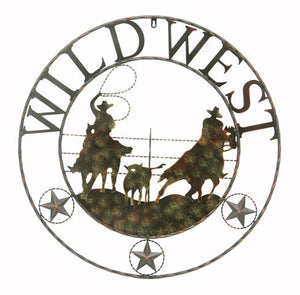 (RWRT5038) Wild West Team Roping Metal Wall Sign