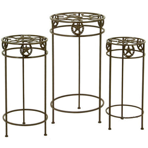 Western Metal Horseshoe & Stars 3-Piece Plant Stands