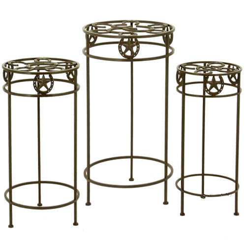 Western Metal Horseshoe & Stars 3-Piece Plant Stands