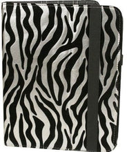 Load image into Gallery viewer, (S4B-IP605FZ) Faux Zebra and Silver iPad Folio Case