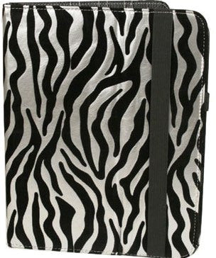 (S4B-IP605FZ) Faux Zebra and Silver iPad Folio Case