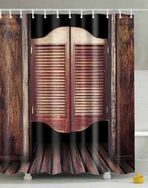 Rustic Short Swinging Bar Saloon Door Shower Curtain