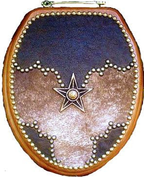 (SCS-VWPR88) Western Decor Leather & Cowhide Toilet Seat with Star