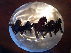 (SI-3DT224C) "Wild Mountain Horses" Western Metal Art