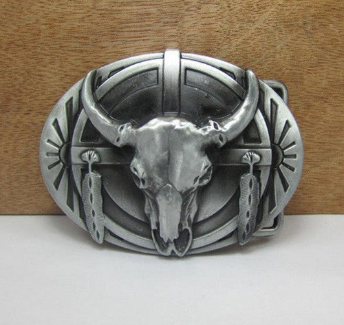 Cow Skull Metal Belt Buckle