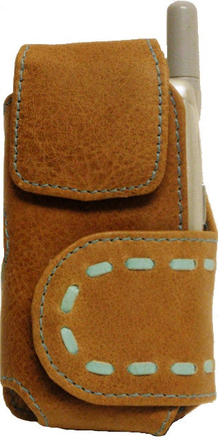 (TD0657052C) Western Leather Tan Cell Phone Holde for Flip Phones