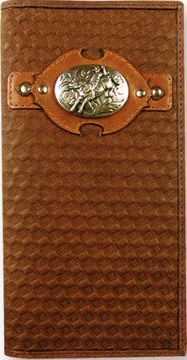 (TD0886137W5) Western Leather Rodeo Wallet with Bull Rider Concho by Western Trenditons