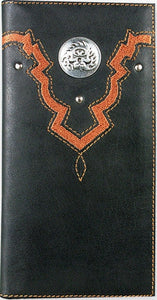(TD0894137W6) "Ghost Rider" Western Black Leather Rodeo Wallet with Skull Head Concho by Western Trenditions