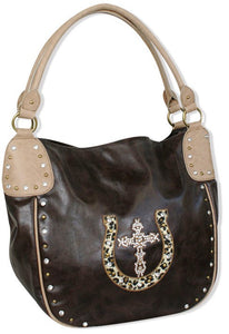 (TD1002203) "Lucky Leopard" Western Faux Leather Satchel by Cowgirl Up