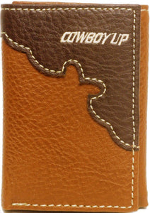 (TD1145322W4) "Cowboy Up" Western Tri-Fold Wallet