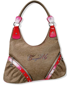 (TD937207P) "Cowgirl Up" Western Pink Hobo Purse