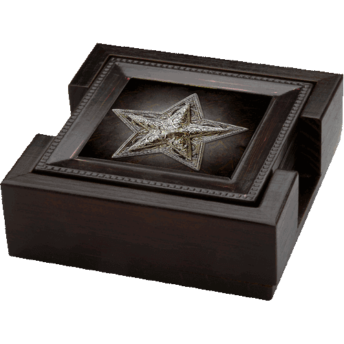 (THS-AU7071-HA44) Western Star Square Coaster Set of 4