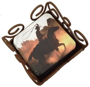 (THS-JCCST) "Roping Cowboy" Coasters - Set of 6