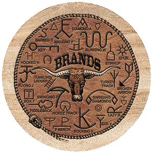 THS-TS323) "Brands & Longhorn" 4-Piece Sandstone Coaster Set