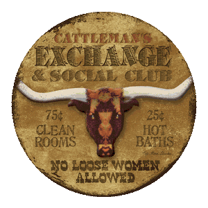 (THS-TSKT84) "Cattlemen's Exchange" Western 4-Piece Sandstone Coaster Set