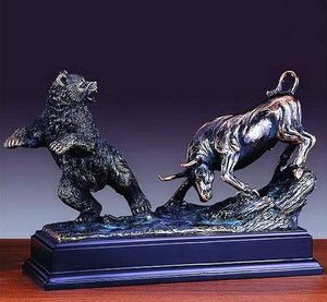 (TN33139) Western Bull & Bear Sculpture