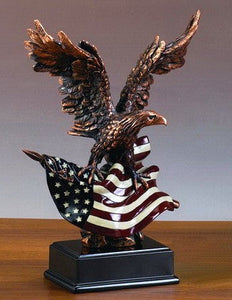 (TN51154) Western Patriotic Eagle Large Sculpture with American Flag