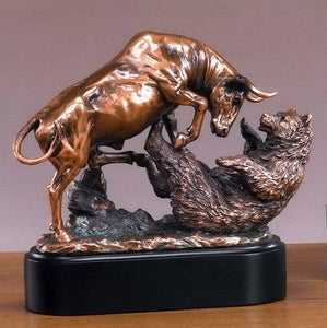 (TN53175) Western Bull and Bear Sculpture