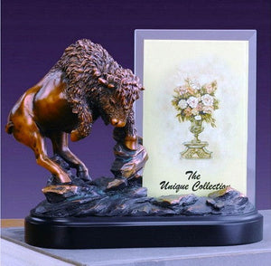 (TN53209) Charging Buffalo Sculpture/Picture Frame