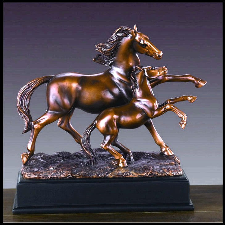 (TN53213) Western Mare & Foal Sculpture