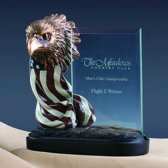 (TN91164) Patriotic Eagle with American Flag Award Sculpture