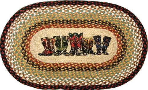 (ER65-019B) Cowboy Boots Jute Oval Accent Rug