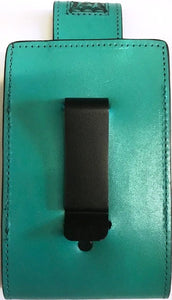 Western Hand Tooled Leather Cell Phone Holder Turquoise - Holds Up to 6" Tall