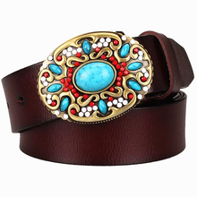 Load image into Gallery viewer, Turquoise Gem Metal Belt Buckle