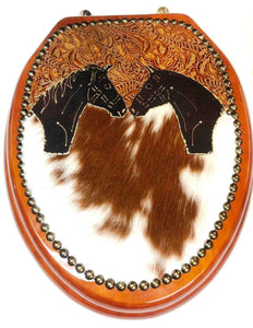 Premium Cowhide Covered Western Horse Toilet Seat