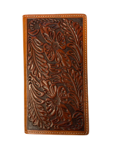 Load image into Gallery viewer, Western Tan Floral Tooled Rodeo Wallet