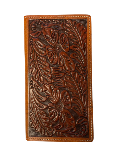 Western Tan Floral Tooled Rodeo Wallet