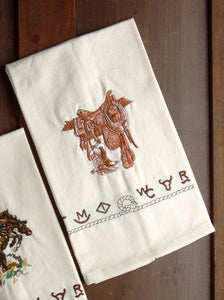 (WCKIT-BO) "Boots & Saddle" 100% Cotton Embroidered Kitchen Towels - 4-Piece Set