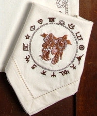 (WCNAP-BO) "Boots & Saddle" 100% Cotton Embroidered Napkins - 4-Piece Set