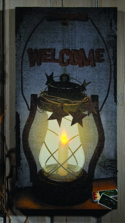 Lighted Welcome Lantern Canvas Art